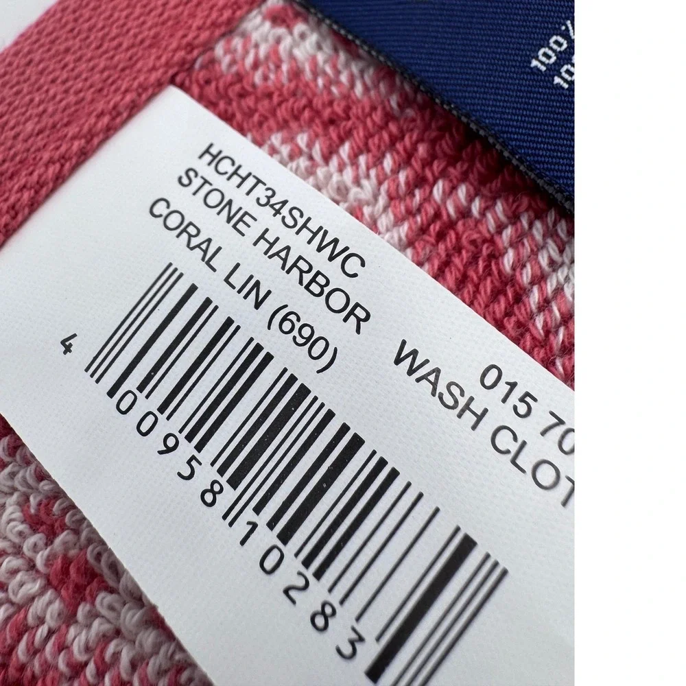 Chaps‎ Bath Towel Washcloth Set Coral Stone Harbor Geometric Turkish Cotton  New